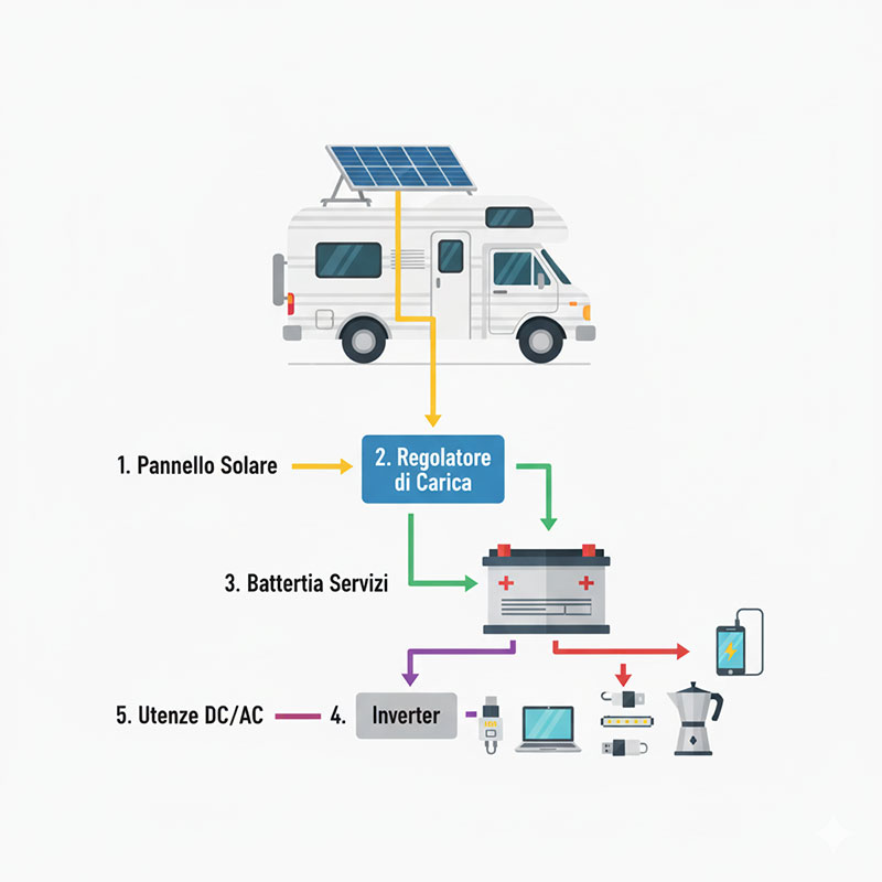 componenti sistema fotovoltaico per camper